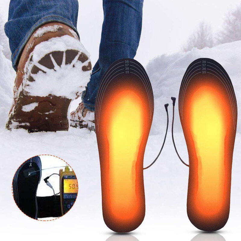 Зимние теплые стельки унисекс с зарядкой от USB, электрические Подогреваемые стельки для обуви, подогревающие стельки, сапоги, режущие перез...