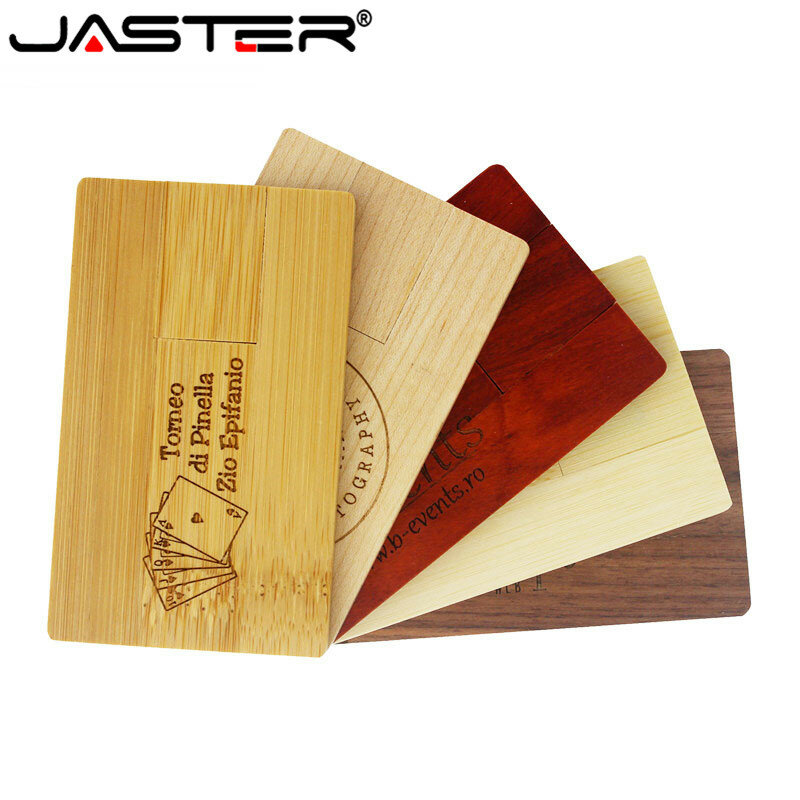 Tarjeta de madera con grabado láser JASTER USB 2,0 4GB 8GB 16GB 32GB memoria Flash Drive para empresa de fotografía de boda
