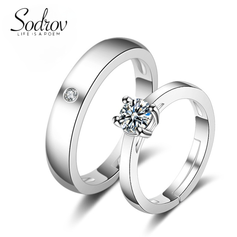 Sodrov anéis de casamento para casais 925 prata esterlina jóias de casamento anéis redimensionáveis para mulher