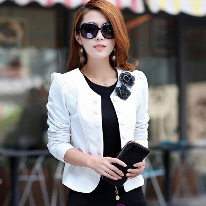 Mais tamanho curto jaquetas femininas outono moda casual preto branco jaquetas senhoras casacos finos topos M-3XL