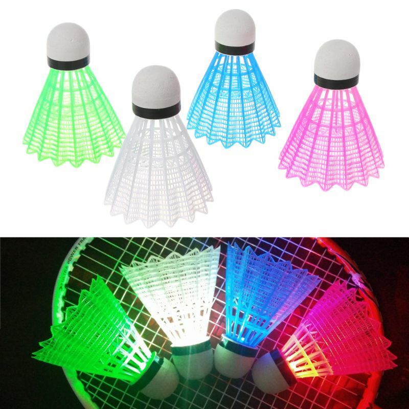 4 Nhựa Nhiều Màu Đèn LED Dạ Quang Cầu Lông Đêm Đen Phát Sáng Chiếu Sáng Đá Cầu Cầu Lông Phụ Kiện