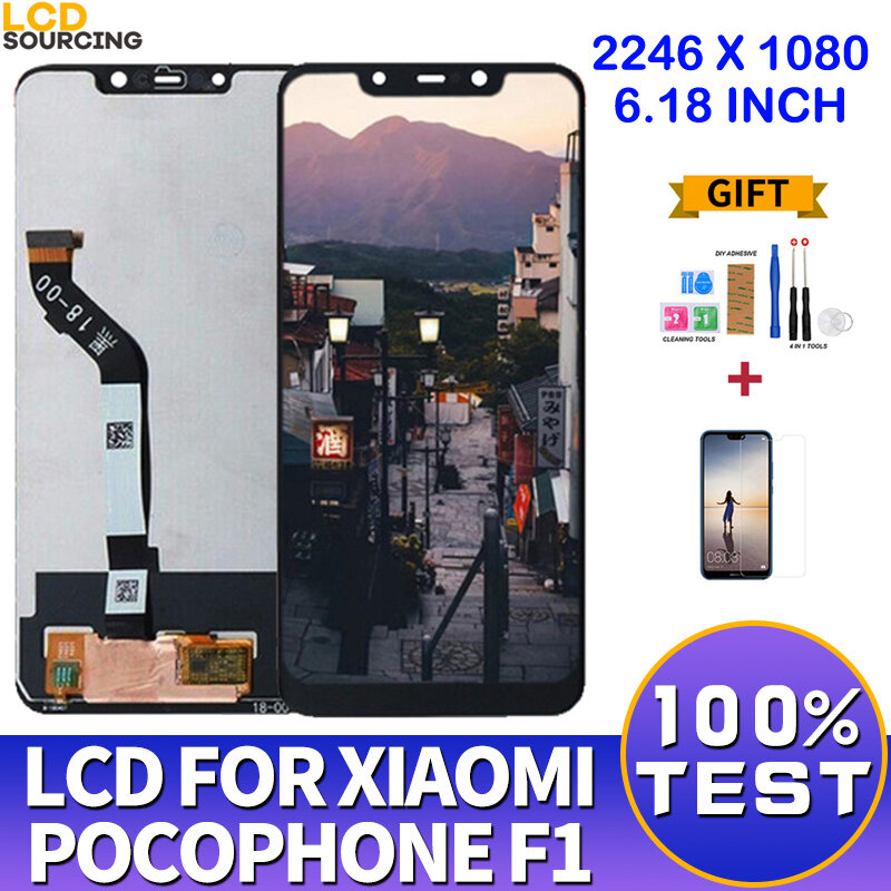 Xiaomi Pocophone 용 6.18 "LCD XIAOMI F1 디스플레이 용 F1 LCD 화면 터치 스크린 디지타이저 어셈블리 + 프레임 Poco F1 교체