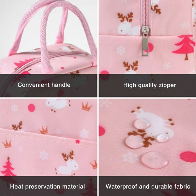 1PC Cooler Bags Waterproof Nylon Lunch Bags For Women Portable Zipper Thermal Oxford Breakfast Box Picnic Pack Lunch Tote Food