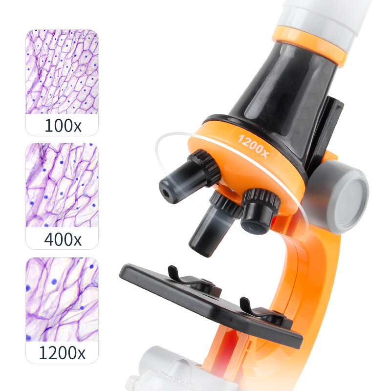 Kit de Microscope biologique à LED pour enfants, jouets éducatifs de laboratoire, 100x400x1200x, pour l'école à domicile, cadeau