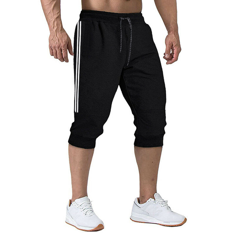 2022ใหม่ผู้ชาย Jogger Casual Slim Harem กางเกงขาสั้นนุ่ม3/4กางเกงแฟชั่นผู้ชายแบรนด์ใหม่ Sweatpants ฤดูร้อน Comfy กางเกงขาสั้นชาย XXXL
