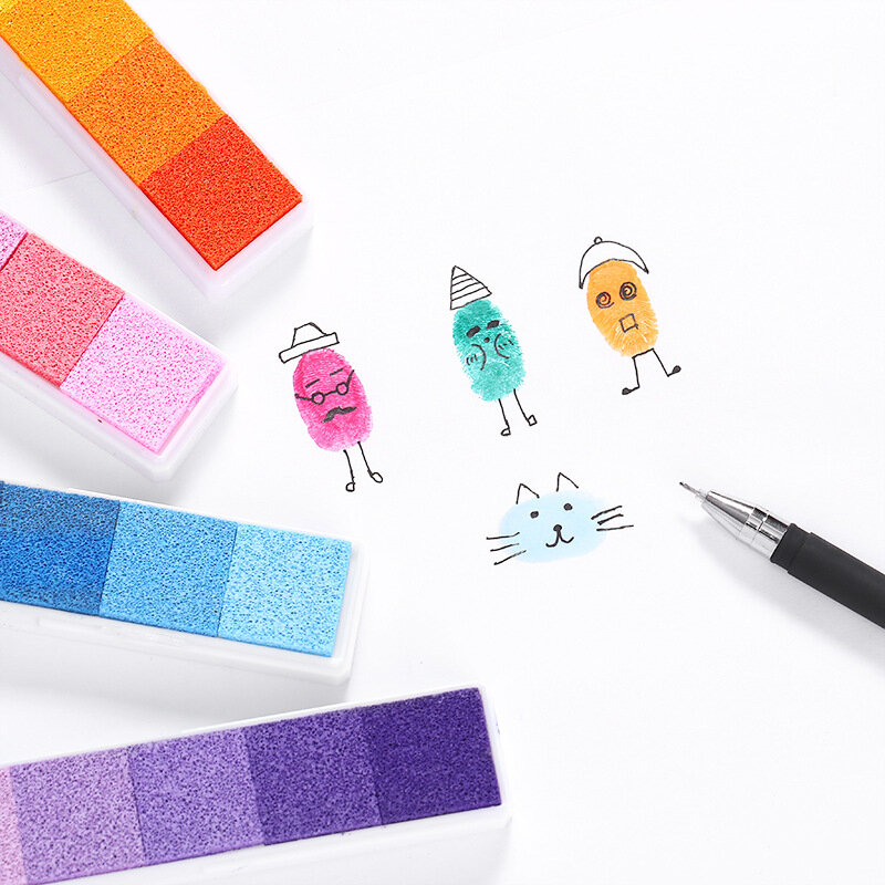 Almohadilla de tinta Multicolor de color caramelo para niños, sello de goma, almohadilla de tinta de tela para decoración de álbumes, álbumes de recortes, juguete para niños, 1 unids/lote