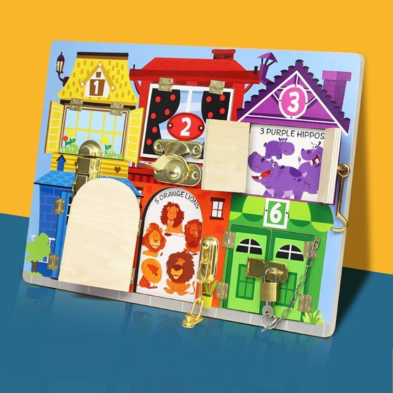 Kinderen Montessori Speelgoed Dier Huis Drukke Board Motor Vaardigheid Klink Cognitie Speelgoed Games Deel Zintuiglijke Activiteit Leren Boord