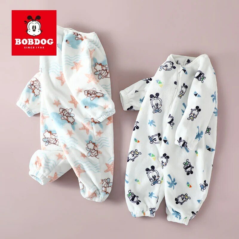 Sacco a pelo BOBDOG Baby Split-leg simpatico cartone animato neonato sacco a pelo cerniera manica lunga velluto morbido per bambini 0-18 mesi vestiti