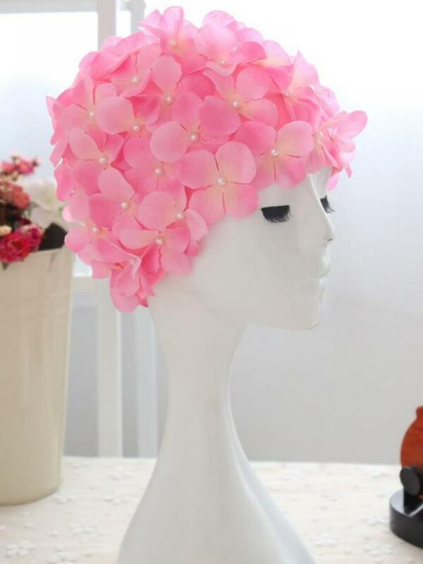 여자의 3D 꽃잎 긴 머리 야외 수영 모자 개인화 된 꽃 디자인 모자 절묘 한 패션 수영 모자 11 색상