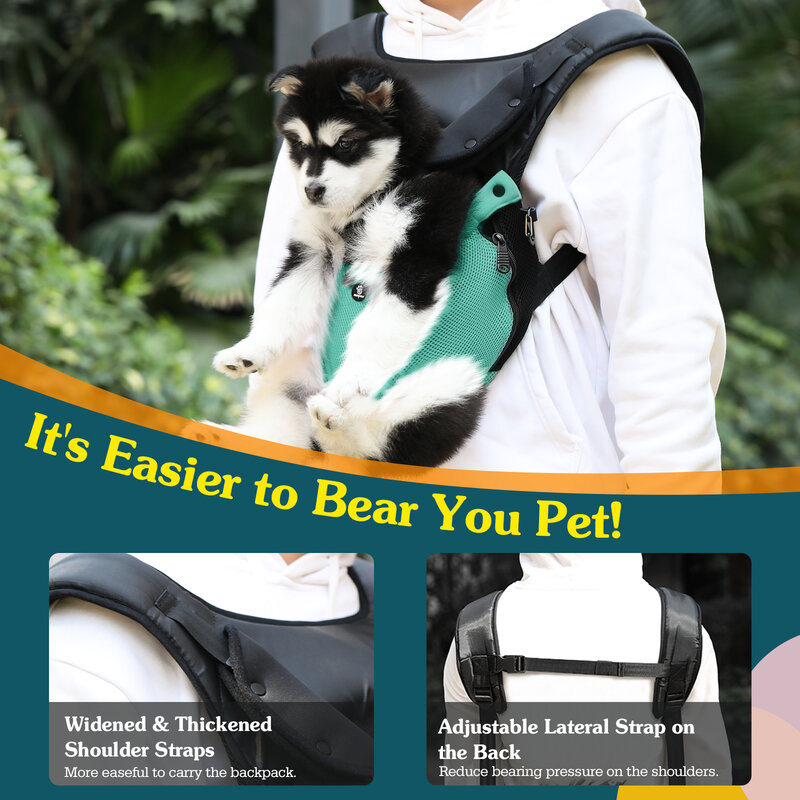 ペットキャリアバックパック、調節可能なペットフロントバックパック犬猫安全キャリア旅行バッグ、足、旅行キャンプ子犬のため