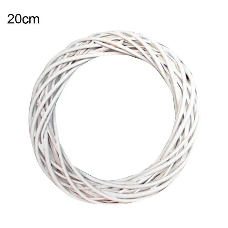 Wicker Garland White Round Design Christmas Tree Rattan Wreath   Ornament Vine Ring Decoration Home Party Hanging Flower Craft
