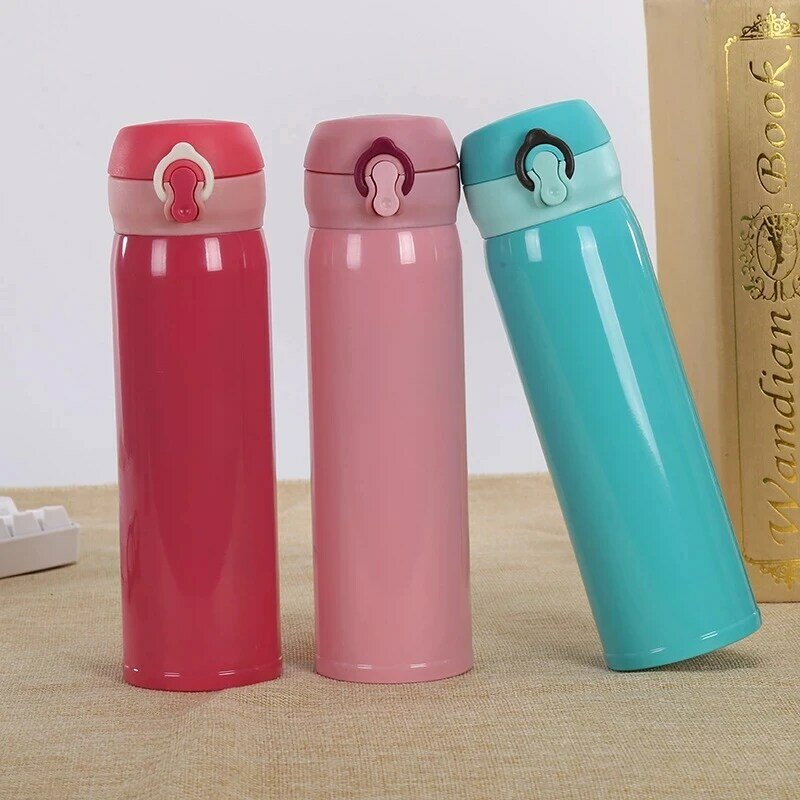 500ml Portable Thermos Cup Stainless Steel Double Wall Thermal Bottle Travel Mug Vacuum Cup School Home Tea Coffee Drink Cup