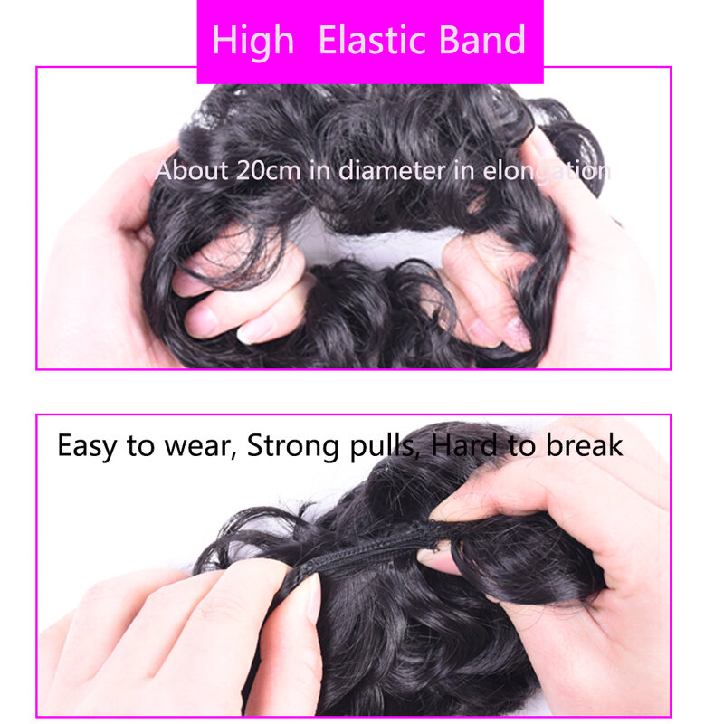 Synthetic Curly Messy Bun Hair Scrunchies Elastic Hair Rope Rubber Band Chignons Ponytail Wedding Hair Piece For Women And Kids