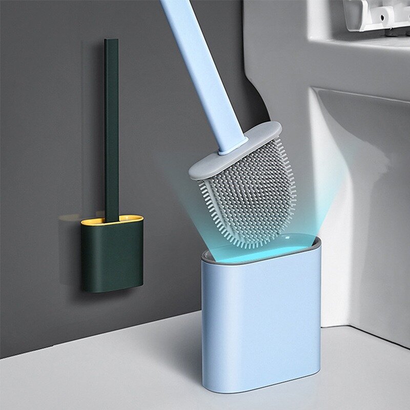 Escova de vaso sanitário wc gap escova com suporte de silicone escova de vaso sanitário tipo pendurado cabeça plana flexível cerdas escova acessórios do banheiro