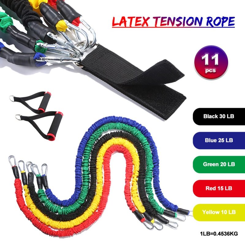 New 11 PCS Tube Resistance Bands Set Fitness yoga gym Exercise Elastic Bands for home gym Training Workout fitness Equipment