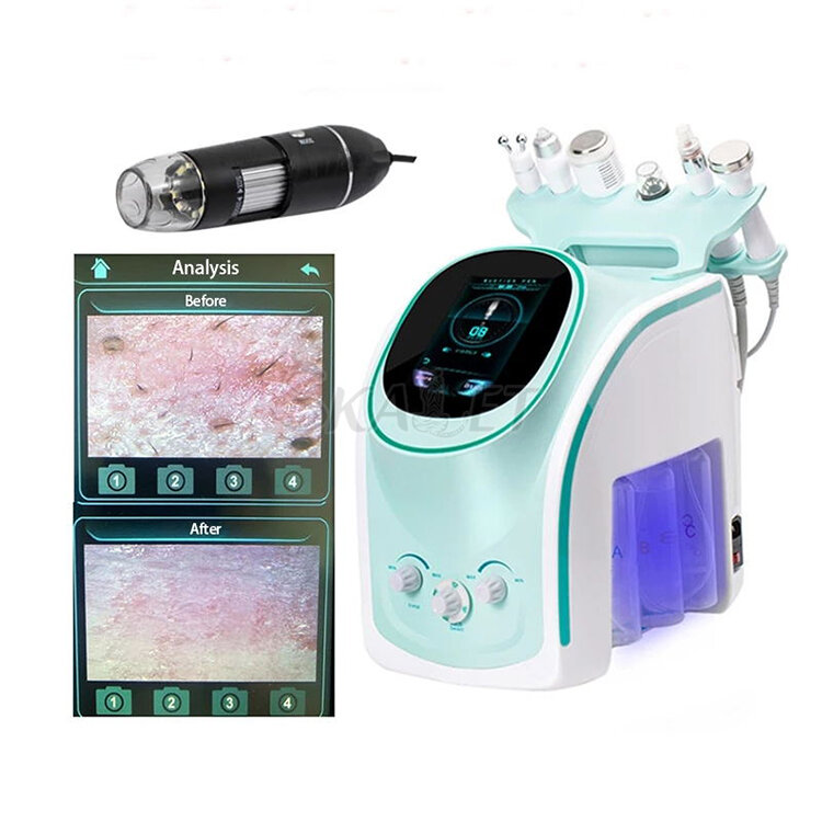 Novidade ultrassom rf biorejuvenescimento da pele, máquina de limpeza da pele com detecção de dermabrasão facial h2o2