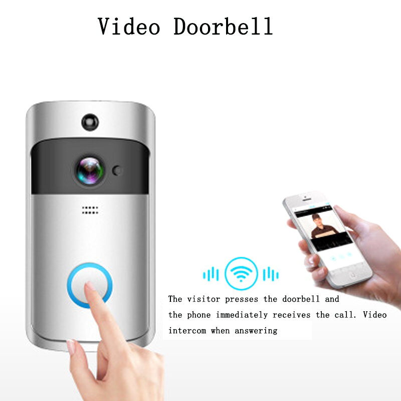 Sonnette vidéo sans fil WIFI intelligente, moniteur vidéo à distance, interphone pour appartements, alarme IR, caméra de sécurité sans fil