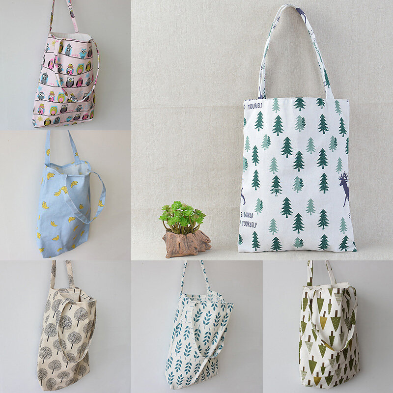 Sac en toile de coton pour femmes japonaises, sac à bandoulière simple, sac en tissu à fleurs cassées, sac en chanvre