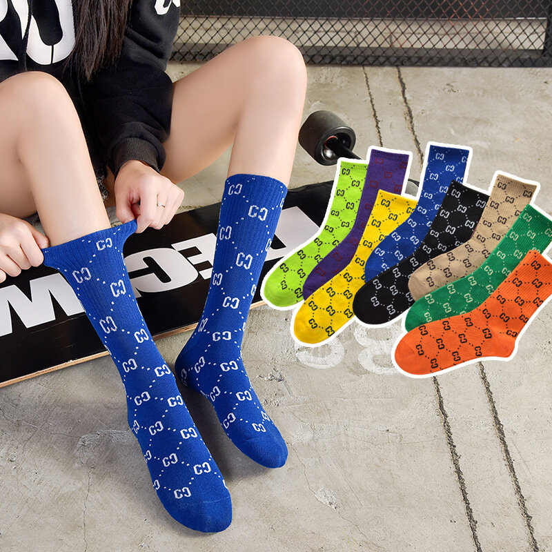 Новые носки в стиле хип-хоп с надписью CC, хлопковые Смешные кавайные женские уличные носки в стиле Харадзюку, ретро, модные счастливые носки ...