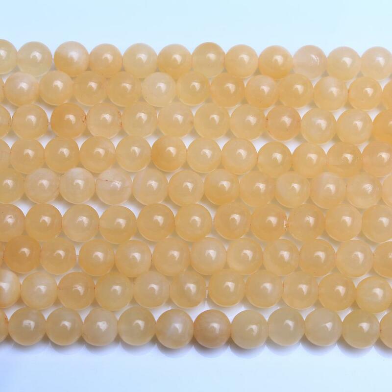 Natural Aragonite Gemstone 4 6 8 10 12mm Round Yellow Loose Beads Accessories for Neckalce Bracelet Earring DIY Jewelry Making
