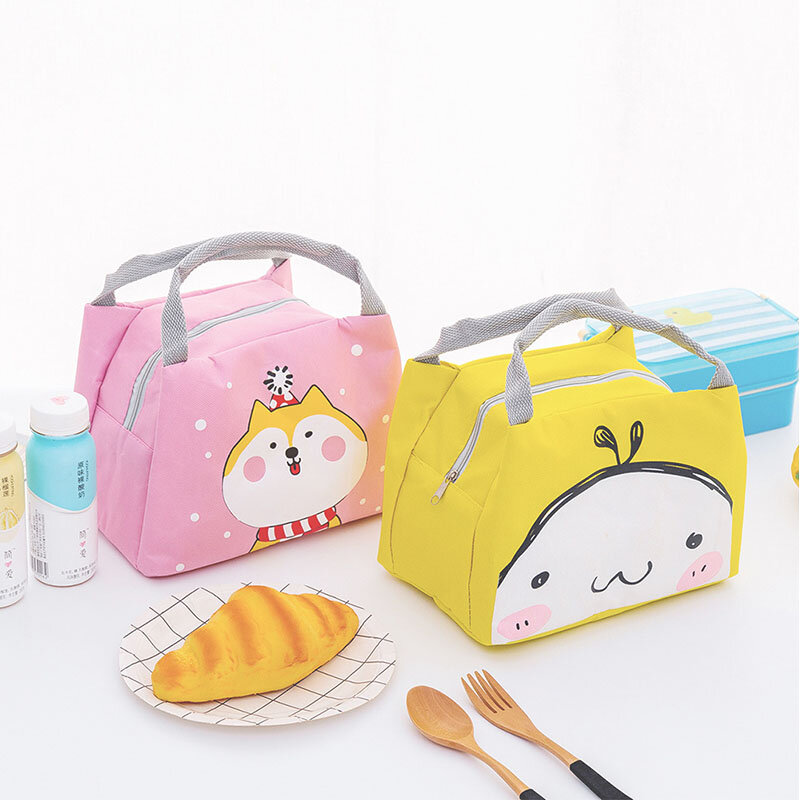 Cartone animato animale pranzo borsa Tote borsa termica per alimenti donna bambini Lunchbox forniture per Picnic borse refrigeranti isolate