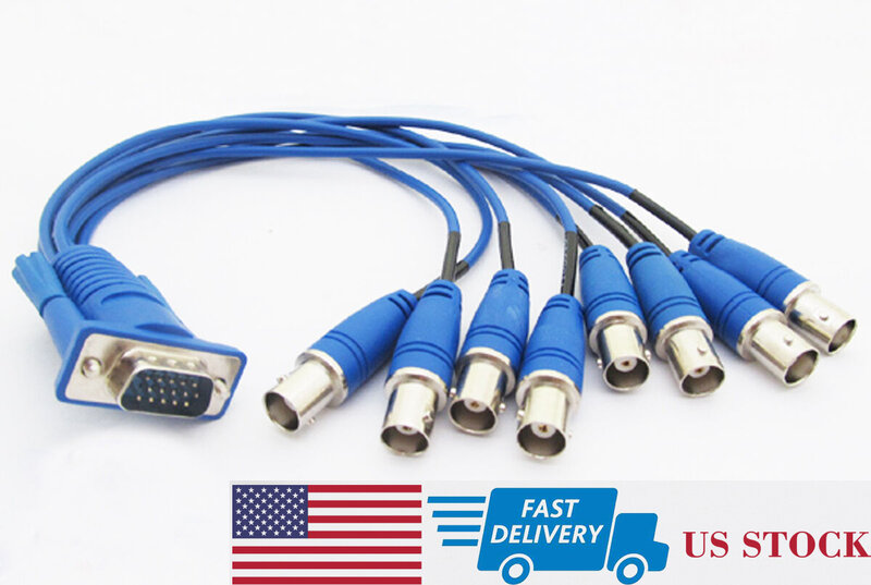 1 set VGA 15 Pin 3 Row Male Plug to 8 BNC Female Jack 8 in 1 Video CCTV Cable (US)