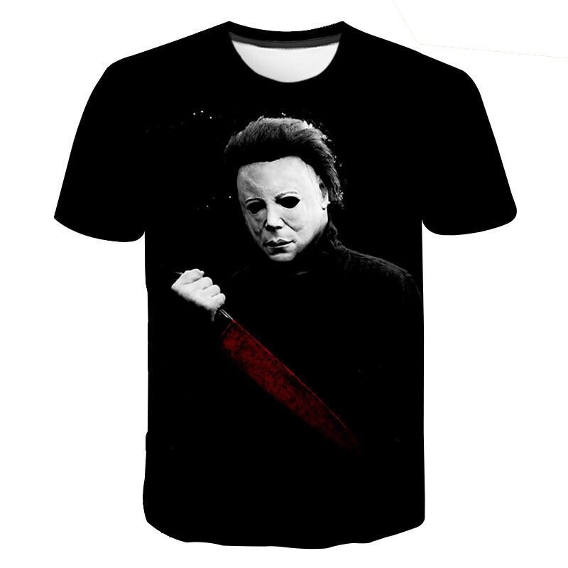 T-Shirt d'halloween pour hommes, haut humoristique du film d'horreur de Michael Myers, en polyester, Design Tops Harajuku