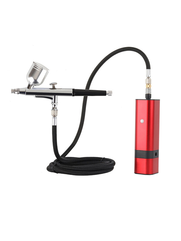 HHC High Pressure Mini Airbrush Kit Cup Replaceable Black Red Spray Gun For Painting Barber Makeup Food Decoration Tatoo Nail