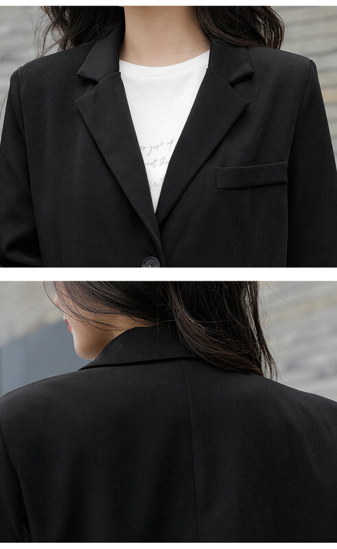Blazer feminino de outono com gola entalhada, jaqueta para escritório com bolsos, manga comprida, novo terno casual 10g, 2021