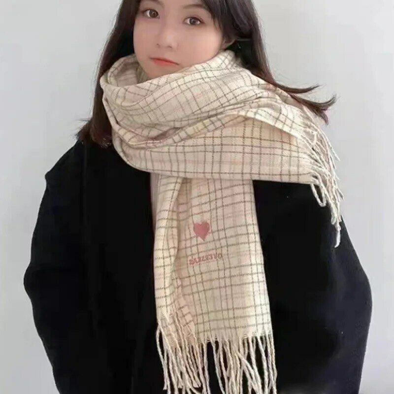 Koreańska krata kobiety zima 2021 nowych moda miłość imitacja kaszmiru szal hurtownia gruby ciepły odkryty ładna dziewczyna długi szalik Trend