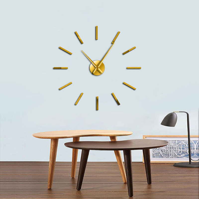 3D duże lustro akrylowe efekt zegar ścienny prosty Design Wall Art dekoracyjny kwarcowy cichy Sweep nowoczesny duży zegar ręce zegar ścienny