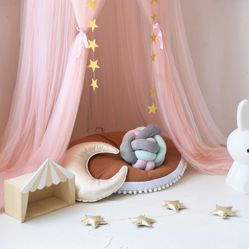 子供のためのロマンチックな寝具,赤ちゃんの女の子のための丸いベッド,蚊の保護,日よけ
