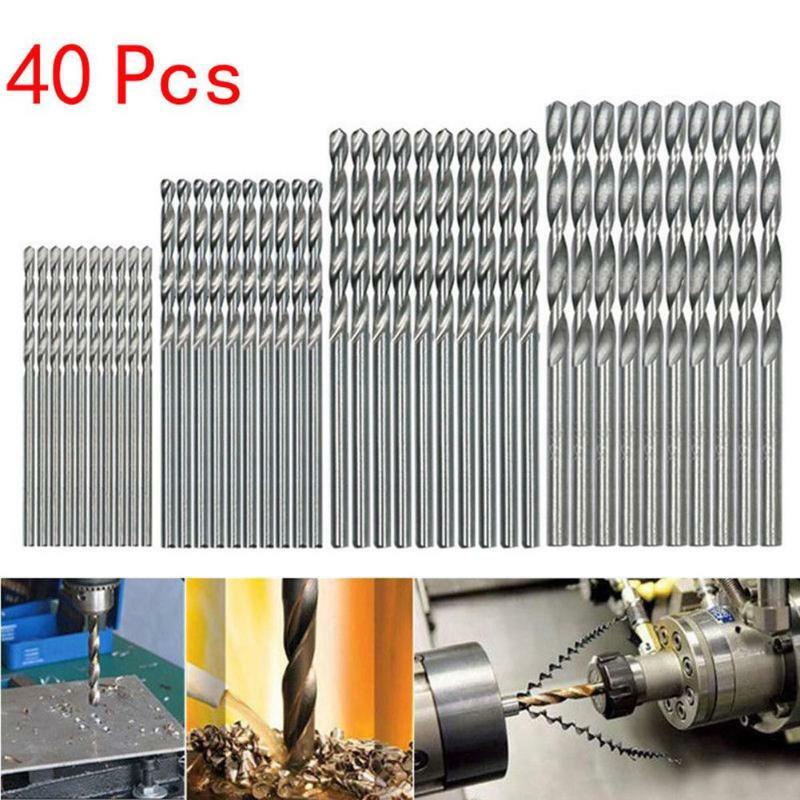 40Pcs punte da trapano rivestite in titanio HSS punte da trapano in acciaio ad alta velocità Set utensili elettrici HSS 0.5-2.0mm