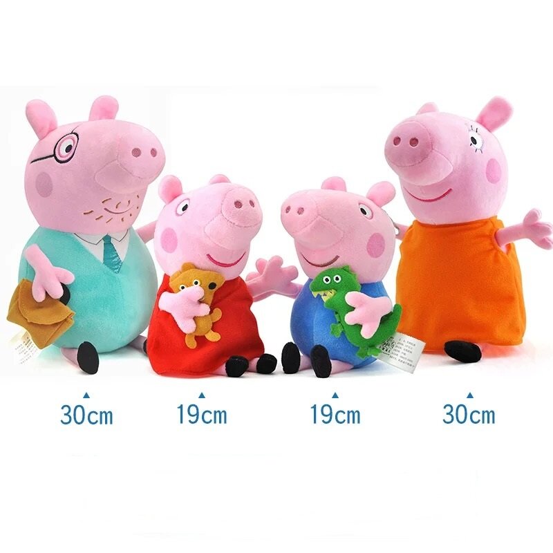 Original Pçs/set 4 Peppa Pig George Brinquedos De Pelúcia Bicho de pelúcia Bonecas Da Família Rosa Pepa Pig Christma Presentes Brinquedo Para Menina Crianças