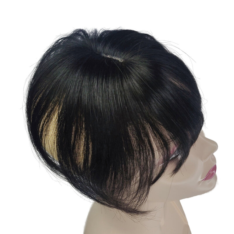 Auréola senhora grampo no cabelo humano franja indiano em linha reta hairpieces coroa invisível franja cabelo não-remy toppers capa cinza cabelo branco