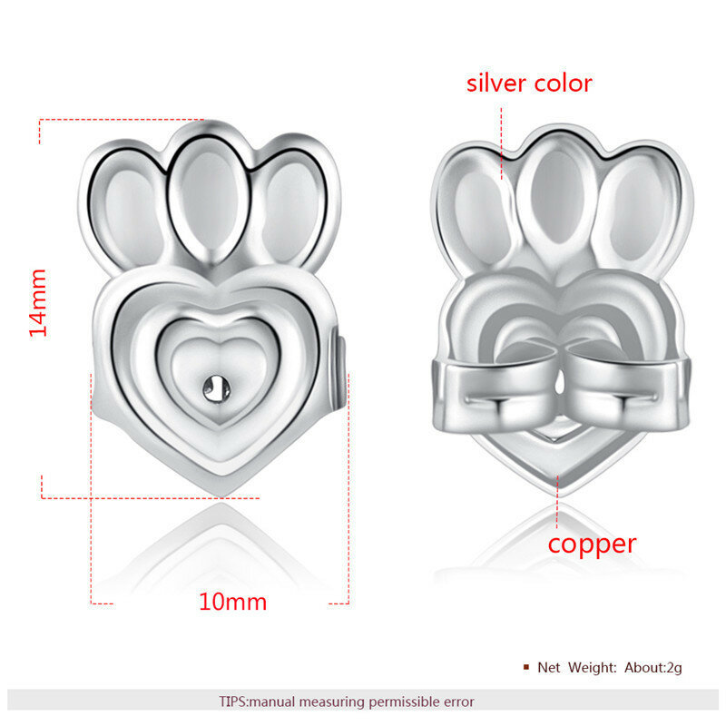 Crown Stud Back Earrings Support Fits for Women Silver Color Heart Earlobe Earrings Lift Lifter Accessories