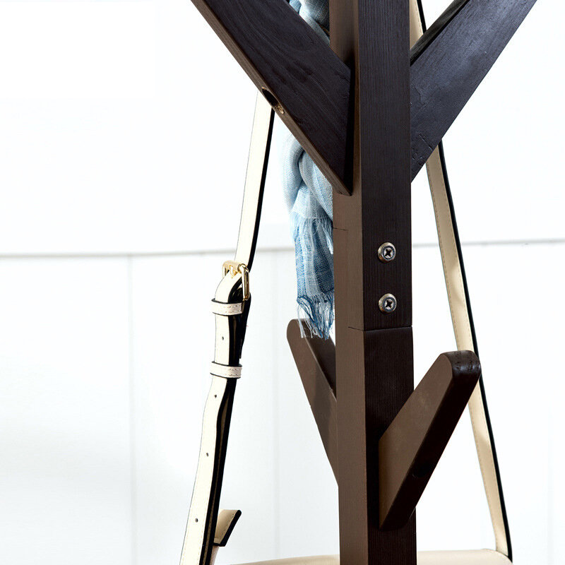 Massivholz Mantel Rack 8-Haken Kleiderbügel Hut Stand Boden Hause Schlafzimmer Lagerung Organizer Minimalistischen Moderne Dekorative Möbel