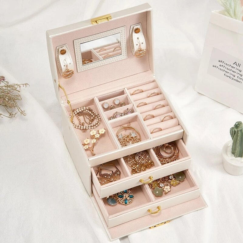 2020 New Double-Layer Velvet Jewelry Box European Jewelry Storage Box Large Space Jewelry Holder Gift Box