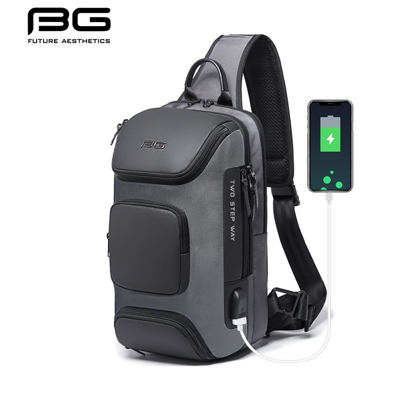 BANGE جديد متعدد الوظائف الرجال حقيبة ساعي رحلة قصيرة مقاوم للماء USB شحن حقيبة صدر للرجال
