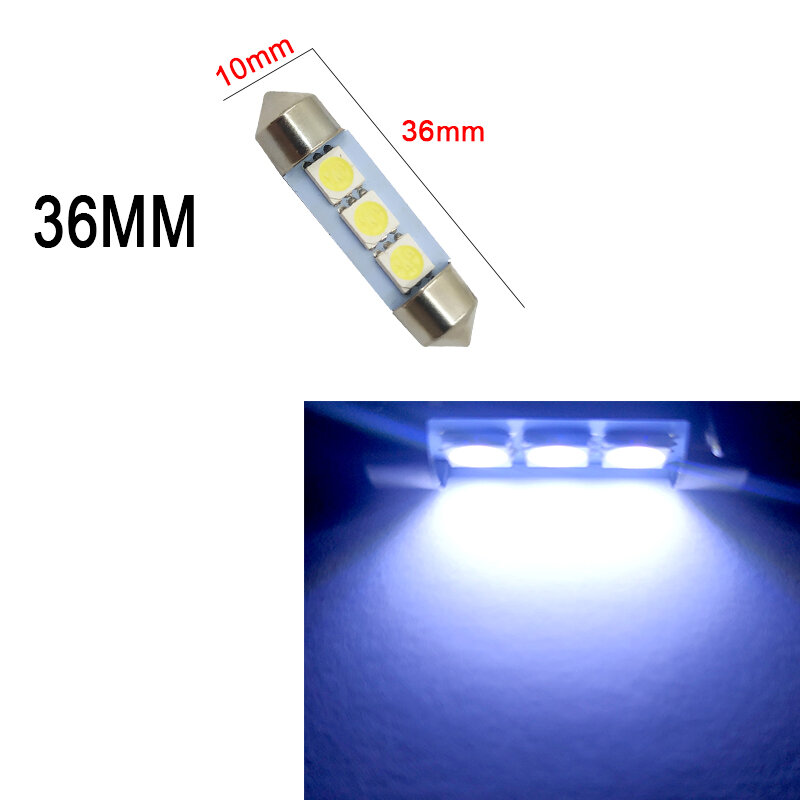 10x 백색 12V Festoon C5W 31mm 36mm 39mm 41mm LED 빛 C10W 차 돔 전구 자동 면허 격판 덮개 실내 램프 독서 간선 빛