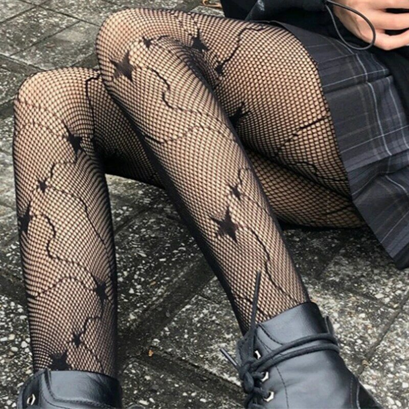 Y166 feminino jacquard tecer meia-calça malha collants respirável longo fishnet meia sexy meia-calça lingerie meias