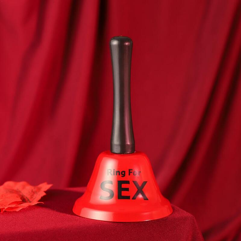 Czerwony ręczny metalowy dzwonek seks na pierścionek wydrukowano instrukcja grzechotka wieczór kawalerski akcesoria dekoracyjne Bar sypialnia ozdoby na biurko