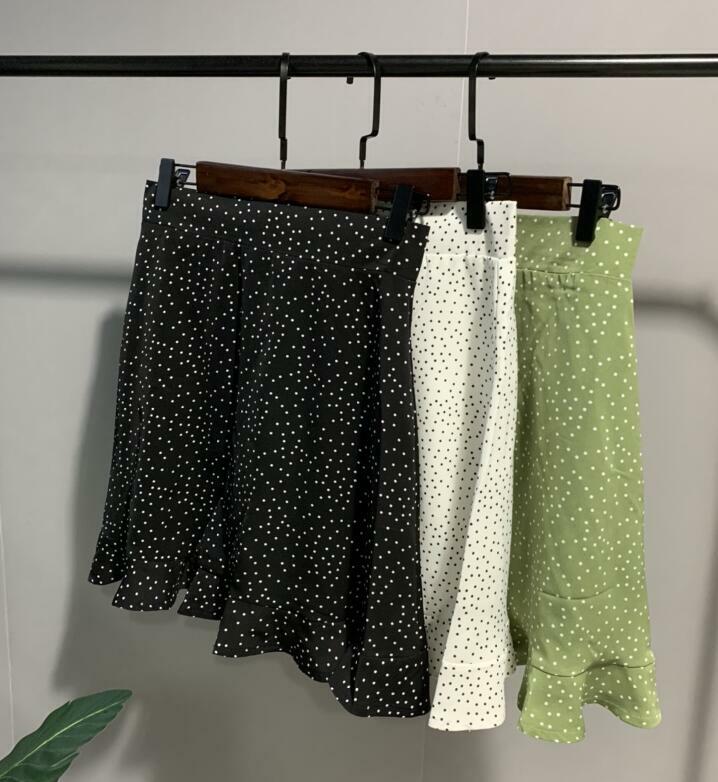 Minifalda de lunares para mujer, falda verde y blanca, Cintura alta, sexy, verano 2020