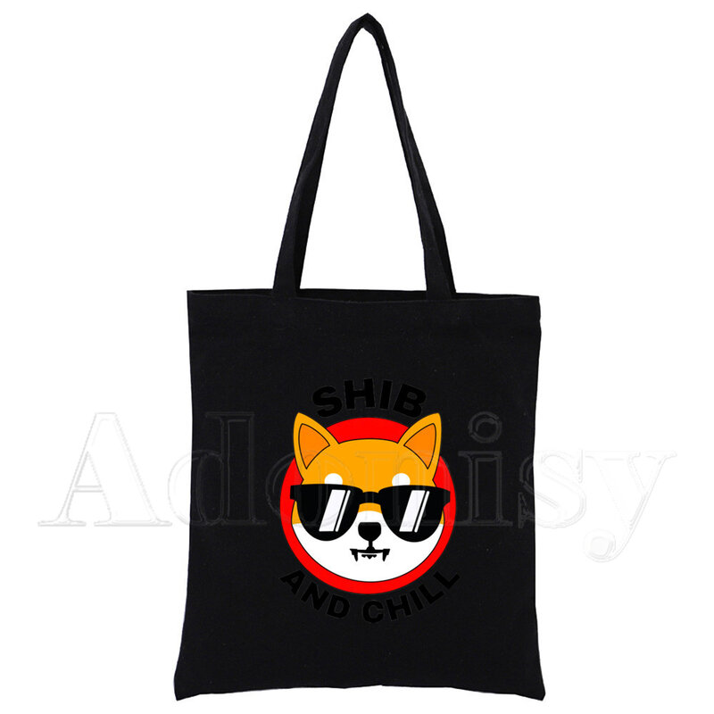 Shiba Inu – sac de Shopping en toile, fourre-tout personnalisé noir, Design Original unisexe, sac de voyage écologique pliable