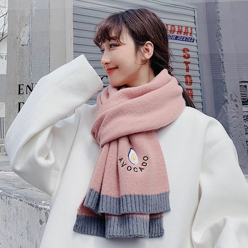 2021 Winter Frauen Kaschmir Avocado Schal Dame Korea Dicke Warme Solide Weiche Pashmina Schal Wraps Weibliche Gestrickte Wolle Lange Schals