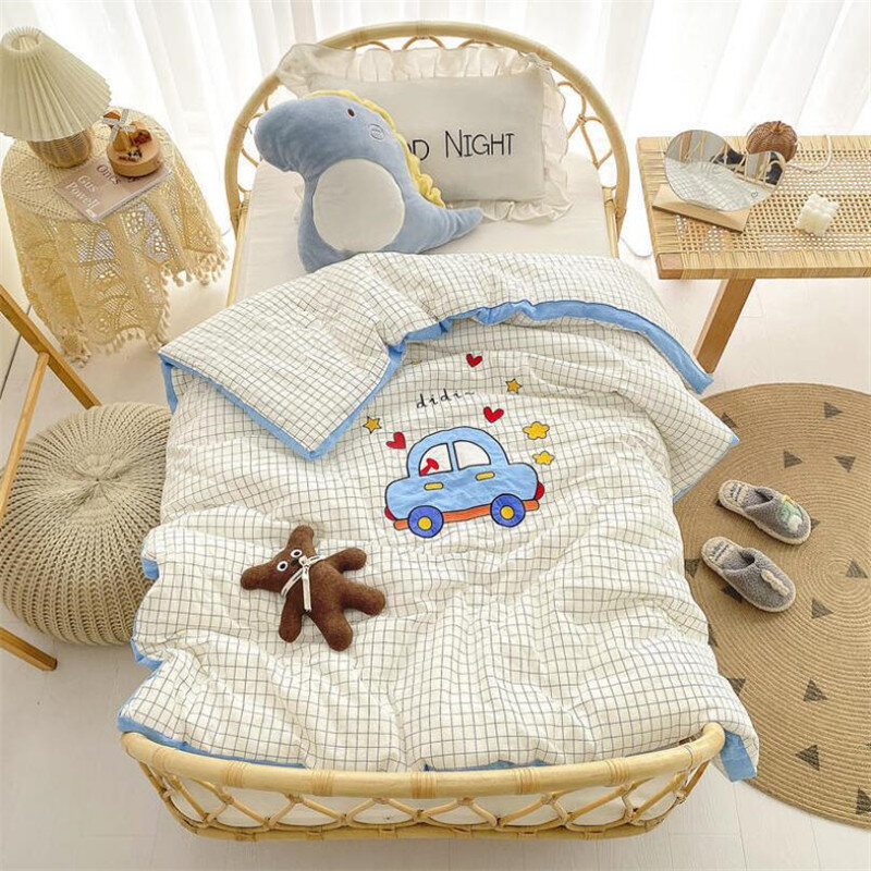 Selimut Quilt Tidur Anak-anak Katun dengan Kondisioner Anak-anak Bordir Selimut Tidur Siang Empat Musim Selimut Selimut Selimut Bayi Hangat