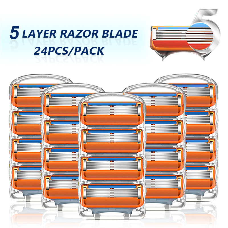 Shaving Razor Blades For Gillette Fusion 5 Holder Replacement Heads Face Shaver Cassettes 5 Layers Stainless Steel Blade For Men