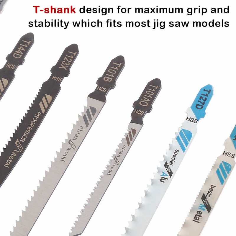 25 peças t-shank conjunto de lâminas de serra de corte de metal lâminas de serra para corte de madeira plástico ferramentas para trabalhar madeira acessórios hcs/hss/bim