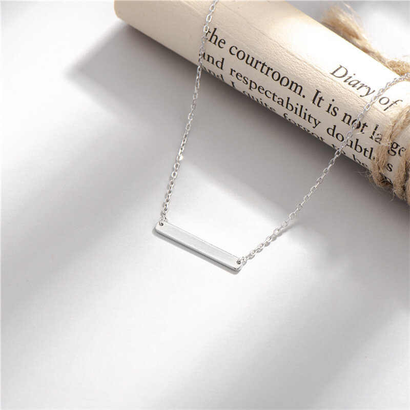 Sodrov 925 Sterling Silver Necklace Pendant For Women Rectangle Lucky Lettering Necklace High Quality Silver 925 Jewelry Pendant