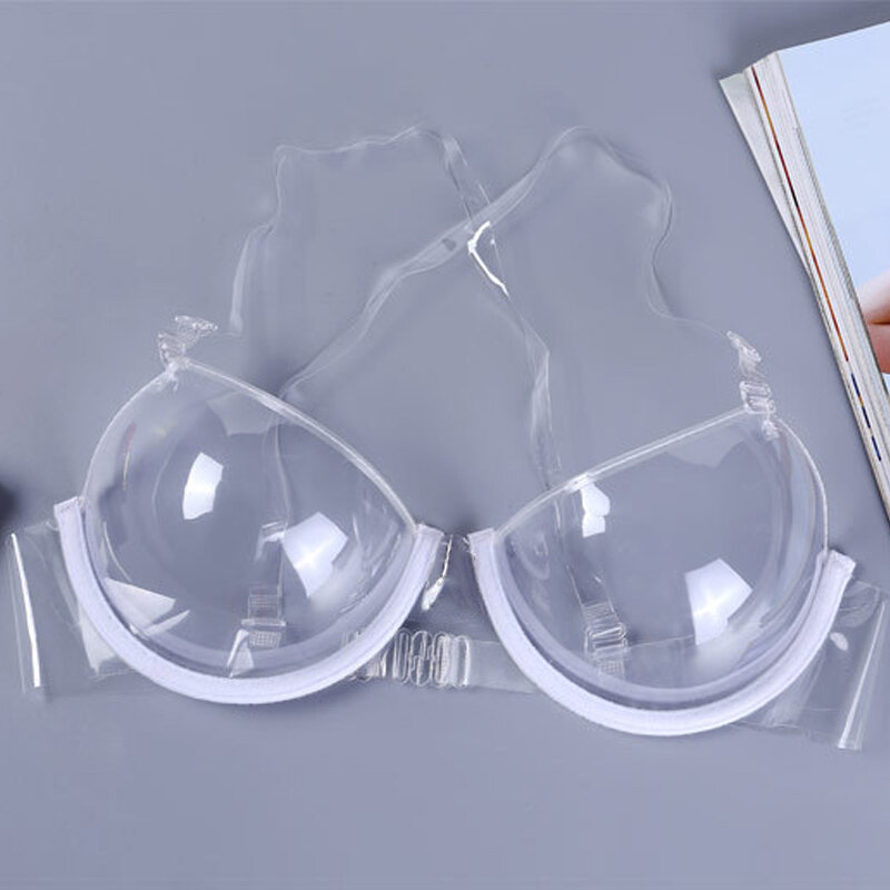 Sujetador transparente de realce para mujer, ropa interior Sexy de copa 3/4, ultrafino, Invisible, XRQ88